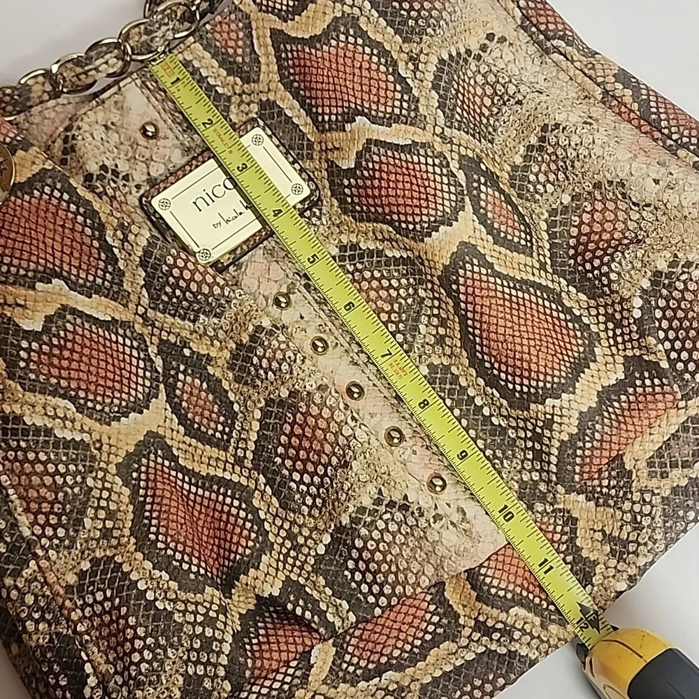 Nicole Miller Multicolor Gold Hardware Snake Print Shoulder Bag